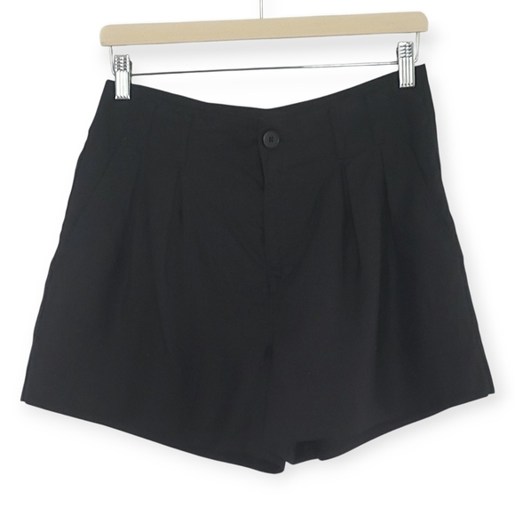 BANANA REPUBLIC Black Linen High-Waisted Pleated Dress 4" Shorts - Picture 4 of 10